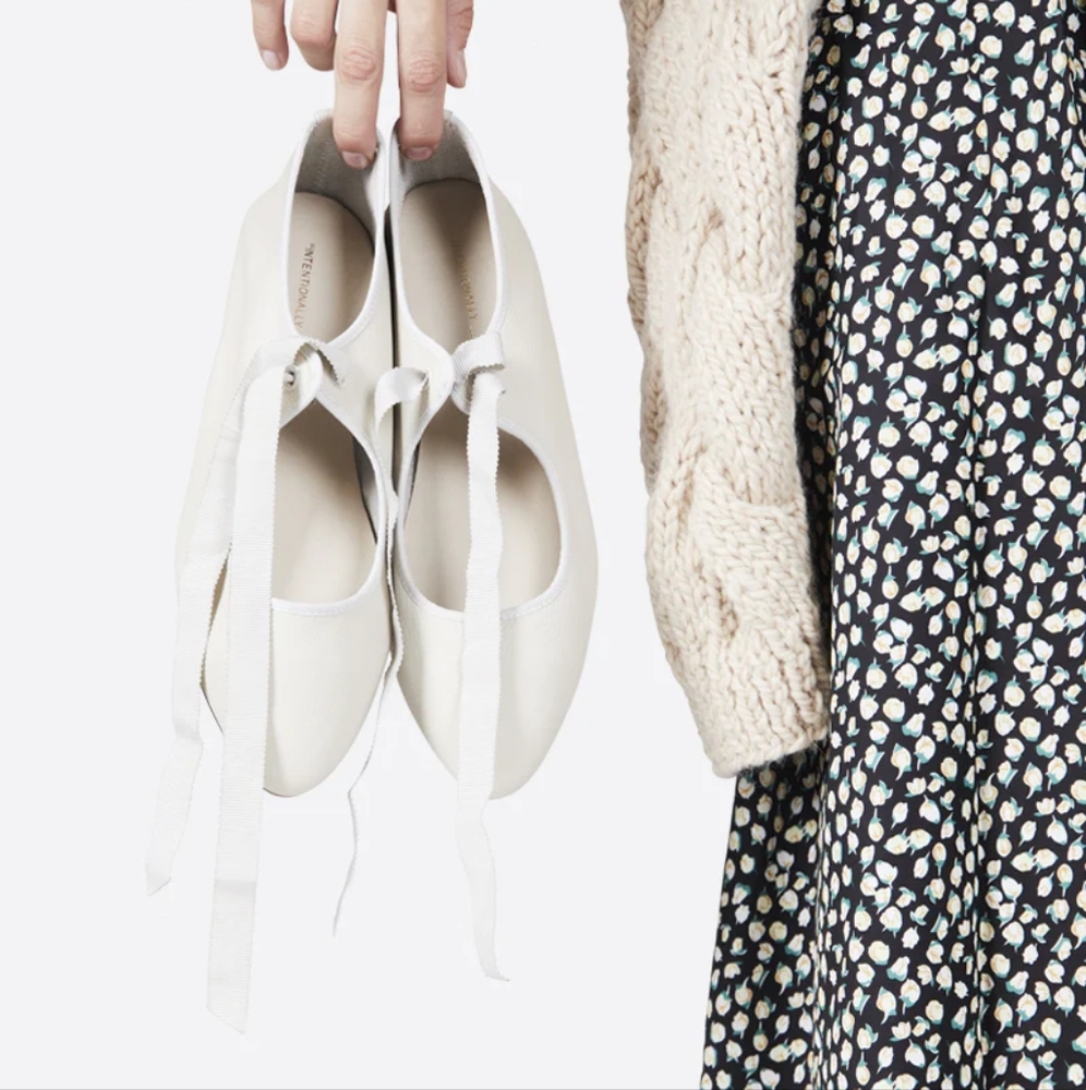 NWT Intentionally Blank Valley Ballet Flat in Chalk
